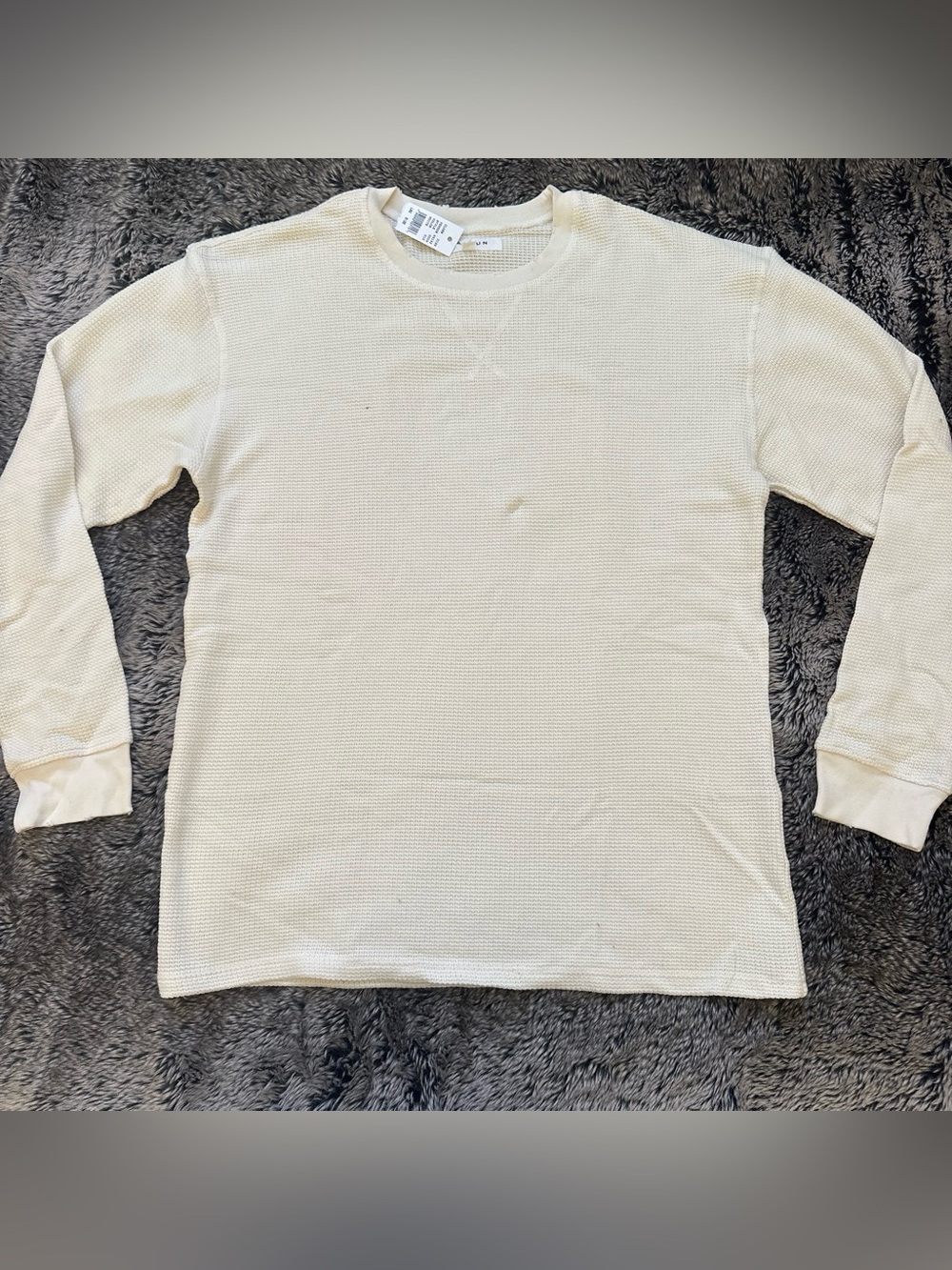PacSun Men's Cream Waffle Knit Long Sleeve Shirt